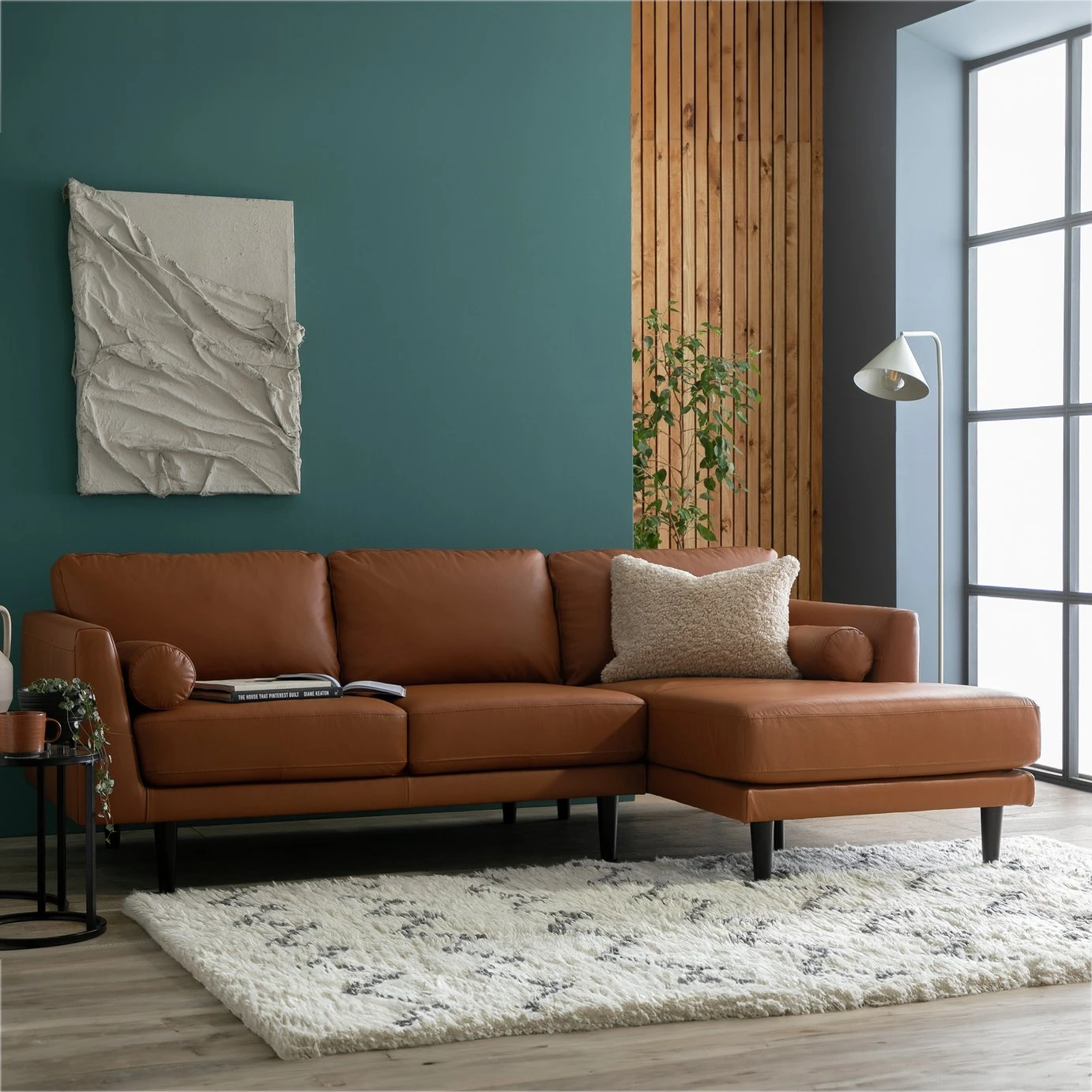 Habitat Jackson Leather Right Corner Chaise Sofa - Tan 1 Habitat Jackson Leather Right Corner Chaise Sofa - Tan