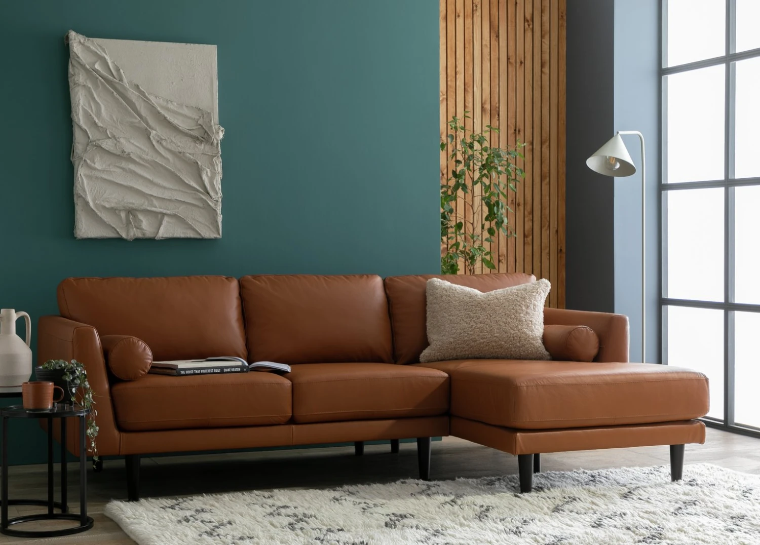 Habitat Jackson Leather Right Corner Chaise Sofa - Tan 2 Habitat Jackson Leather Right Corner Chaise Sofa - Tan - Image 2