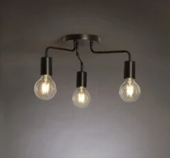 Habitat Rayner Steel 3 Light LED Flush Ceiling Light - Black -Cooking and dining Shop 3247846 R Z002A