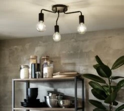 Habitat Rayner Steel 3 Light LED Flush Ceiling Light - Black -Cooking and dining Shop 3247846 R Z003C