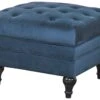 Habitat Chesterfield Velvet Storage Footstool - Blue