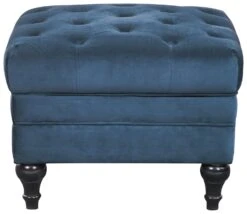 Habitat Chesterfield Velvet Storage Footstool - Blue -Cooking and dining Shop 3369683 R Z002A