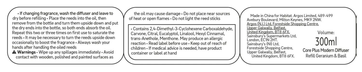 Habitat 300ml Diffuser Refill - Geranium & Basil 3 Habitat 300ml Diffuser Refill - Geranium & Basil - Image 3
