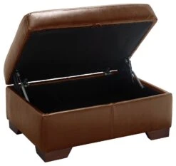 Habitat Eton Leather Storage Ottoman Footstool - Tan -Cooking and dining Shop 3594630 R Z003A