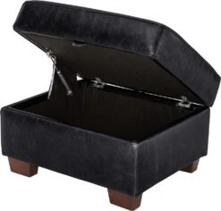 Habitat Salisbury Leather Storage Footstool - Black -Cooking and dining Shop 3654666 R Z003A