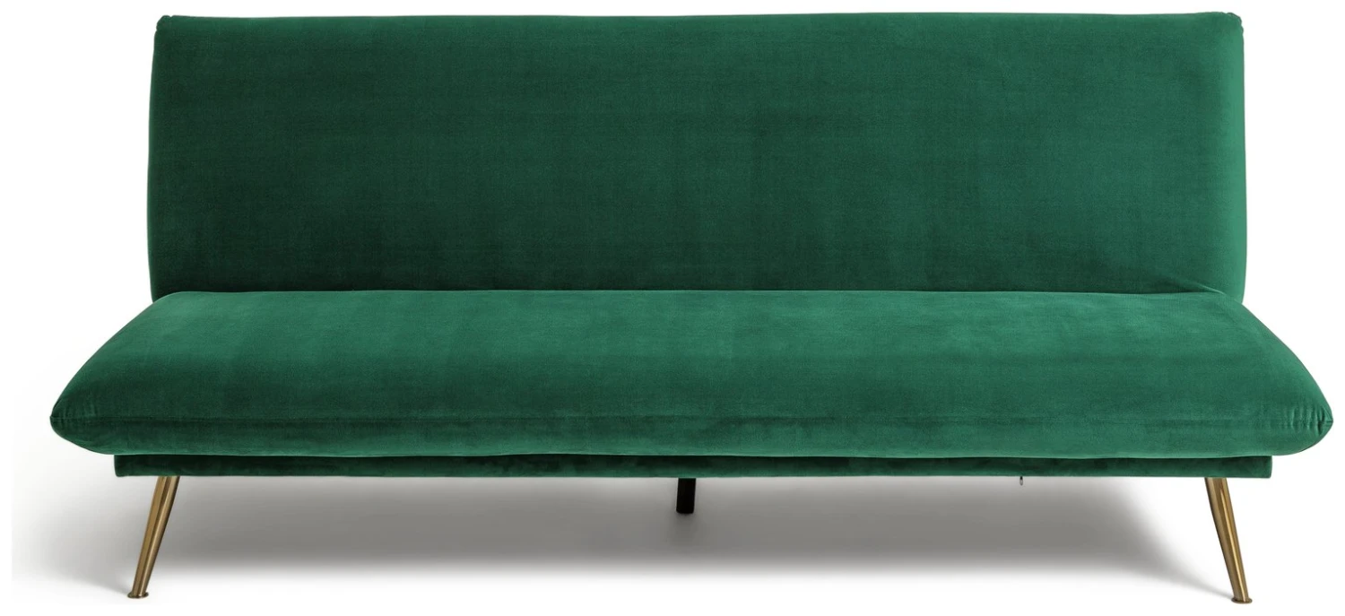Habitat Matteo 2 Seater Velvet Sofa Bed - Green 1 Habitat Matteo 2 Seater Velvet Sofa Bed - Green