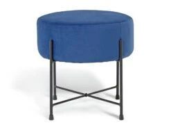 Habitat Jax Velvet Footstool - Navy