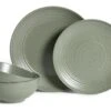 Habitat Textured Ripple 12 Piece Stoneware Dinner Set - Sage