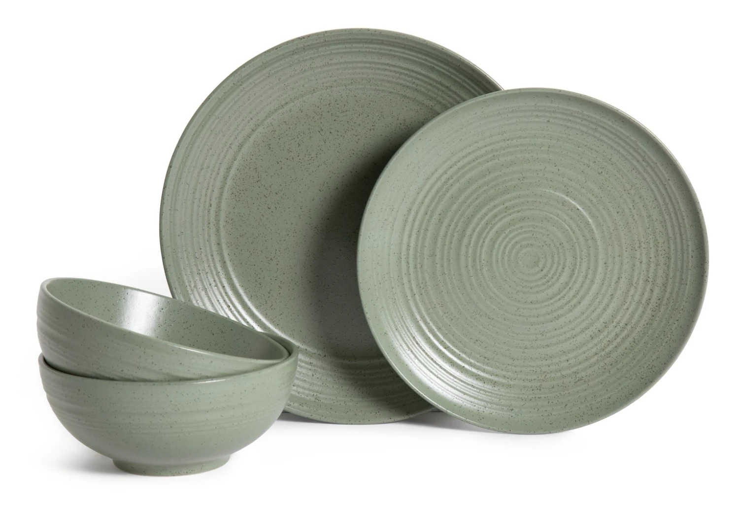 Habitat Textured Ripple 12 Piece Stoneware Dinner Set - Sage 1 Habitat Textured Ripple 12 Piece Stoneware Dinner Set - Sage