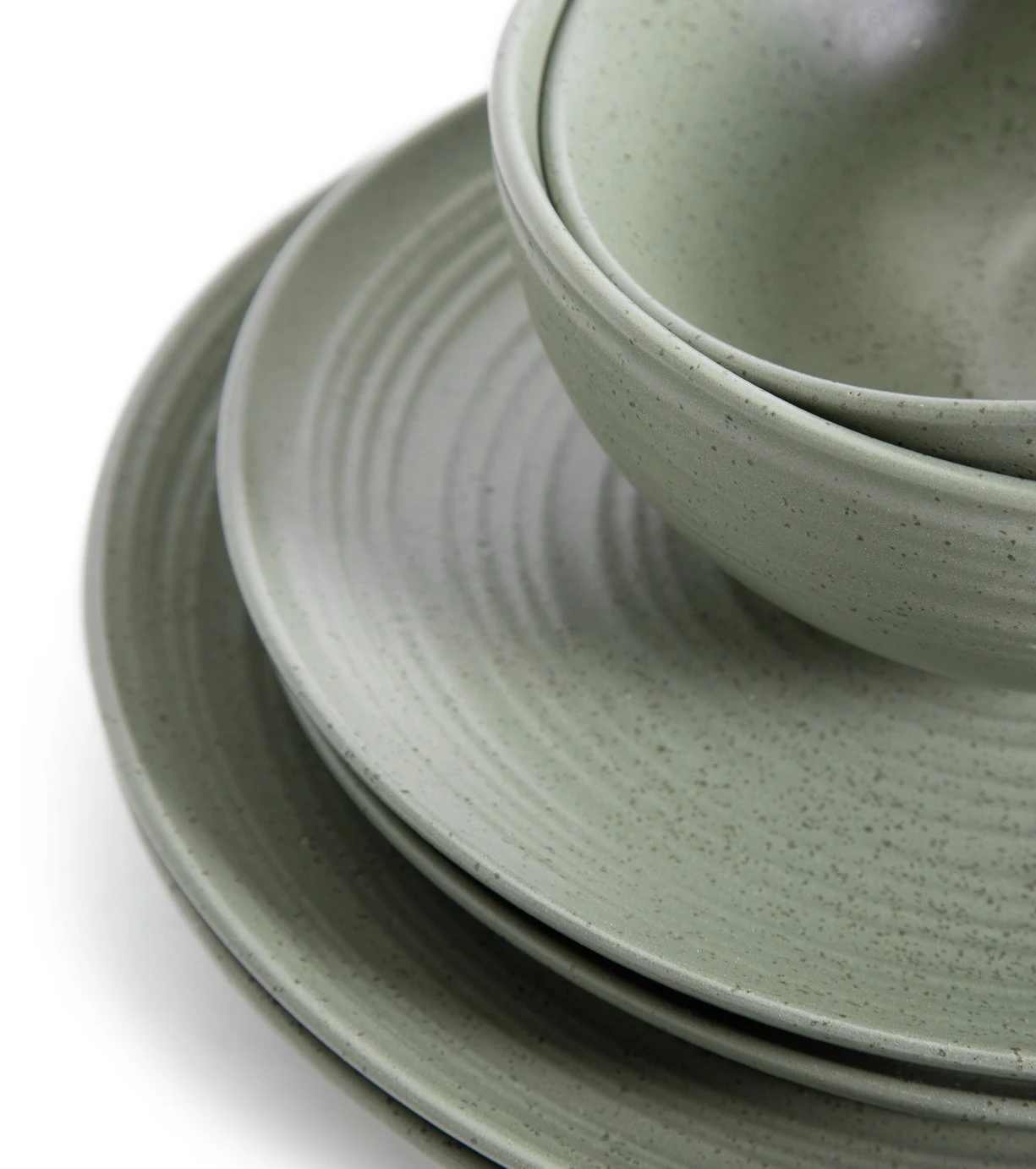 Habitat Textured Ripple 12 Piece Stoneware Dinner Set - Sage 7 Habitat Textured Ripple 12 Piece Stoneware Dinner Set - Sage - Image 7