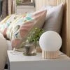 Habitat Ribbed Globe Table Lamp - White & Natural