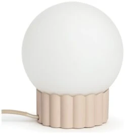 Habitat Ribbed Globe Table Lamp - White & Natural -Cooking and dining Shop 4588982 R Z002A