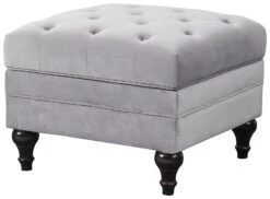 Habitat Chesterfield Velvet Storage Footstool - Light Grey -Cooking and dining Shop 4654287 R Z002A