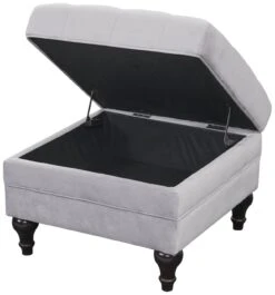 Habitat Chesterfield Velvet Storage Footstool - Light Grey -Cooking and dining Shop 4654287 R Z003A