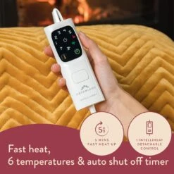 Dreamland Deluxe Velvet Mustard Heated Throw - Large -Cooking and dining Shop 4844994 R Z004A