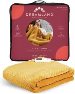 Dreamland Deluxe Velvet Mustard Heated Throw - Large -Cooking and dining Shop 4844994 R Z008A