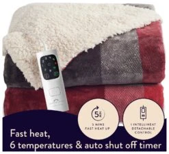 Dreamland Sherpa Tartan Reversible Overblanket -Cooking and dining Shop 4883333 R Z005A