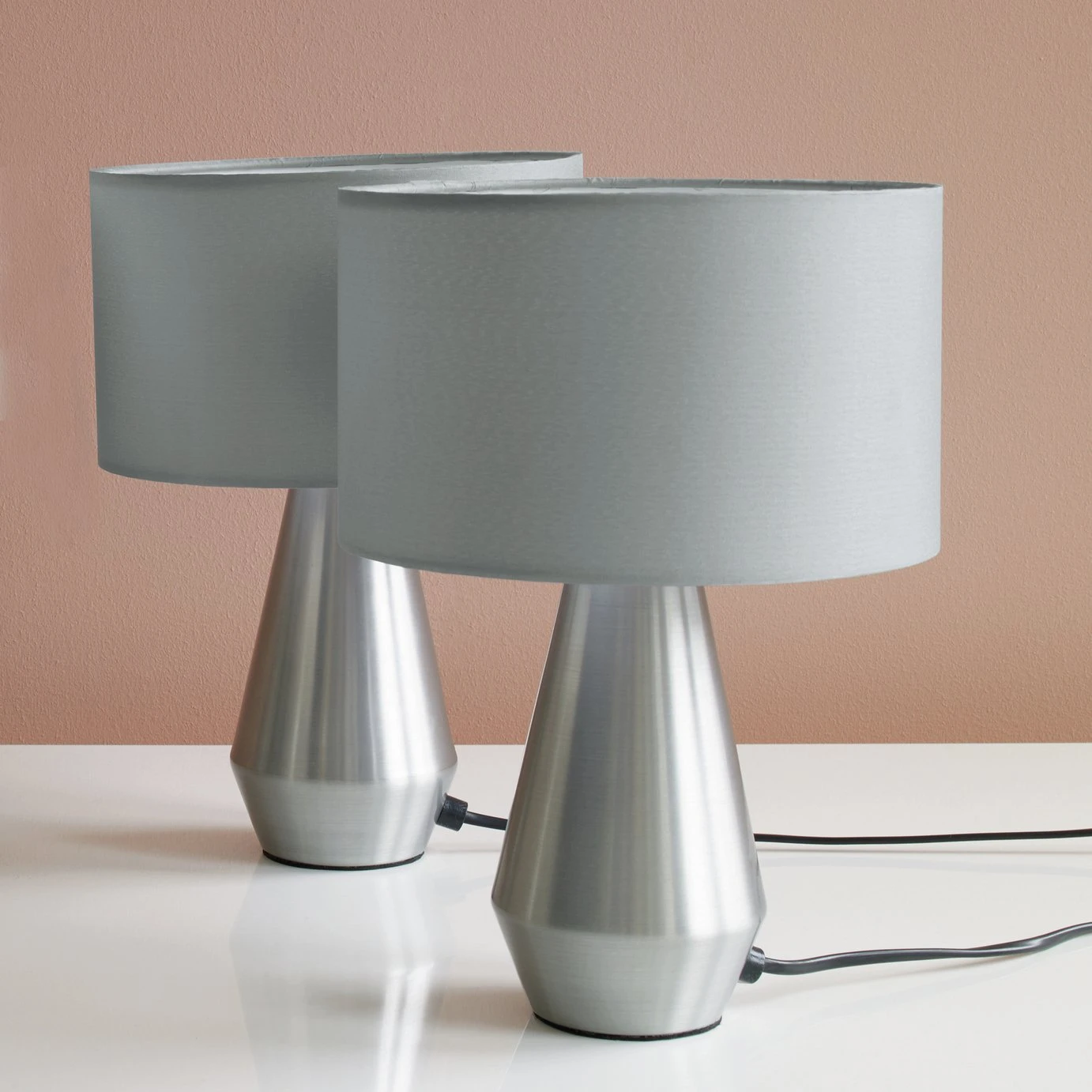 Habitat Maya Pair Of Touch Table Lamps - Silver & Cream 4 Habitat Maya Pair Of Touch Table Lamps - Silver & Cream - Image 4