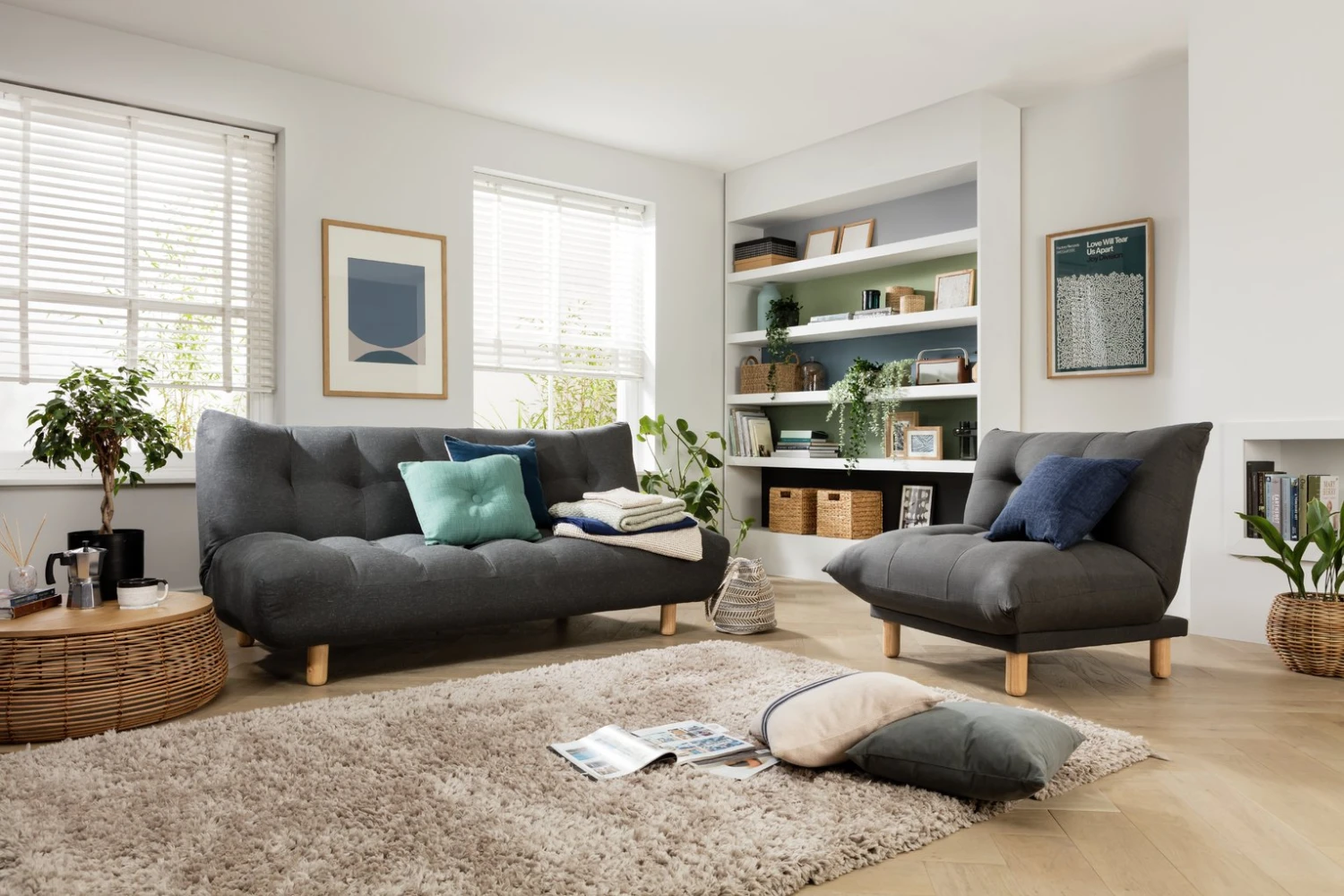 Habitat Kota 3 Seater Fabric Clic Clac Sofa Bed - Charcoal 9 Habitat Kota 3 Seater Fabric Clic Clac Sofa Bed - Charcoal - Image 9