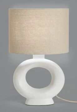 Habitat Nels Large Circle Ceramic Table Lamp - White & Beige 10 Habitat Nels Large Circle Ceramic Table Lamp - White & Beige -Cooking and dining Shop 5022887 R Z005A
