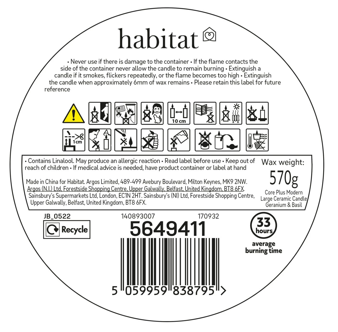 Habitat Multi Wick Large Ceramic Candle - Geranium & Basil 2 Habitat Multi Wick Large Ceramic Candle - Geranium & Basil - Image 2