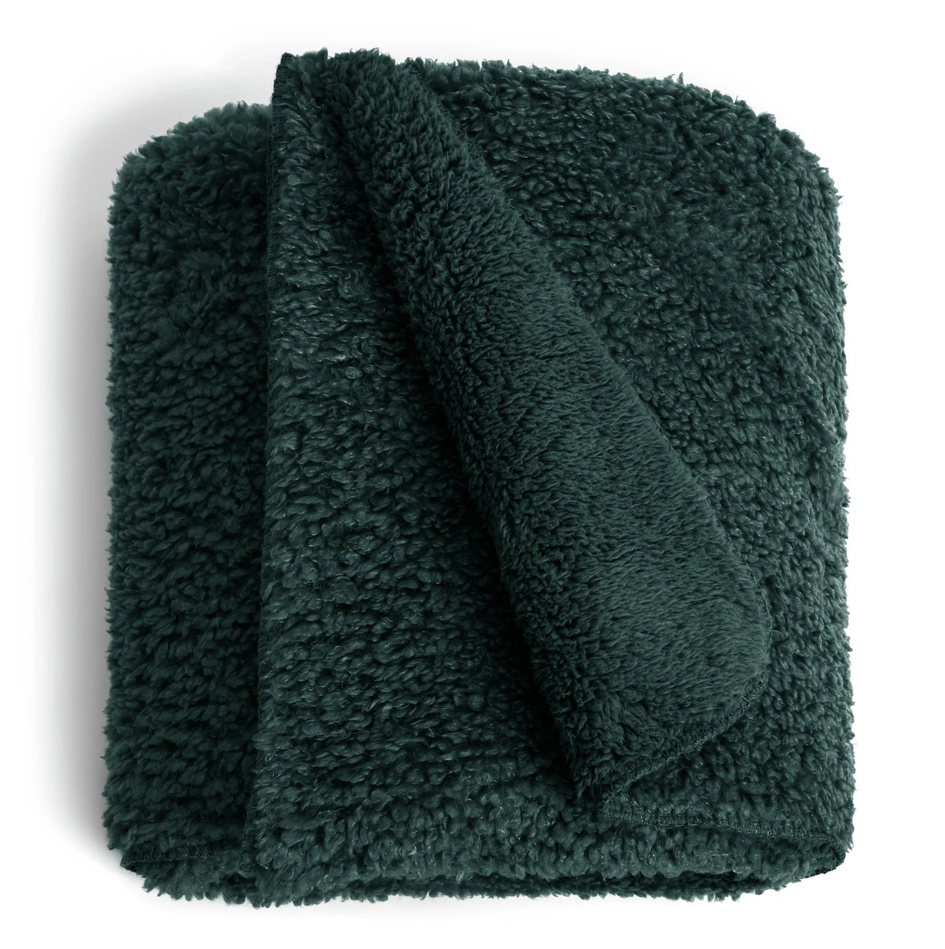 Habitat Faux Shearling Throw - Green - 125X150cm 1 Habitat Faux Shearling Throw - Green - 125X150cm