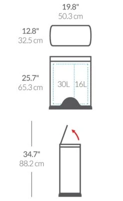 Simplehuman 46 Litre Rectangular Recycle Bin -Cooking and dining Shop 6609780 R Z020A