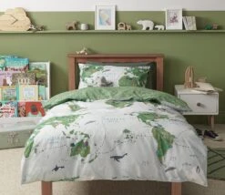 Habitat Kids Cotton World Map Print Bedding Set - Toddler