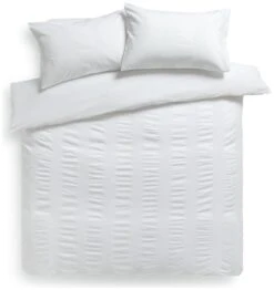 Habitat Cotton 300TC Waffle Striped White Bedding Set-Double -Cooking and dining Shop 8612483 R Z002A