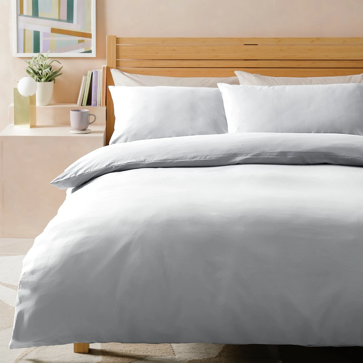 Habitat Stonewashed Cotton Plain White Bedding Set - Single 4 Habitat Stonewashed Cotton Plain White Bedding Set - Single - Image 4