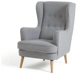 Habitat Callie Fabric Wingback Chair- Light Grey -Cooking and dining Shop 8884950 R Z002A