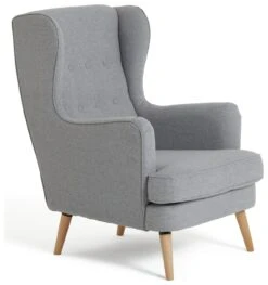 Habitat Callie Fabric Wingback Chair- Light Grey -Cooking and dining Shop 8884950 R Z004A