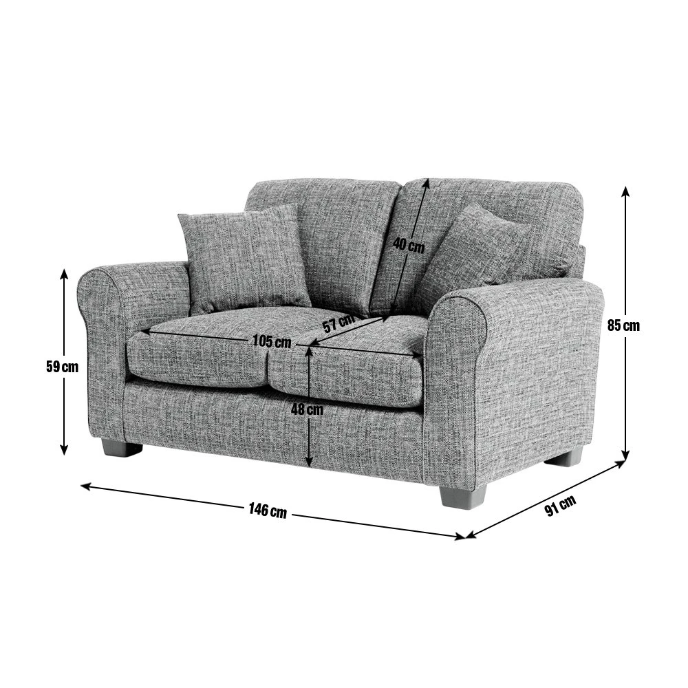 Habitat Lisbon Fabric 2 Seater Sofa - Charcoal 4 Habitat Lisbon Fabric 2 Seater Sofa - Charcoal - Image 4