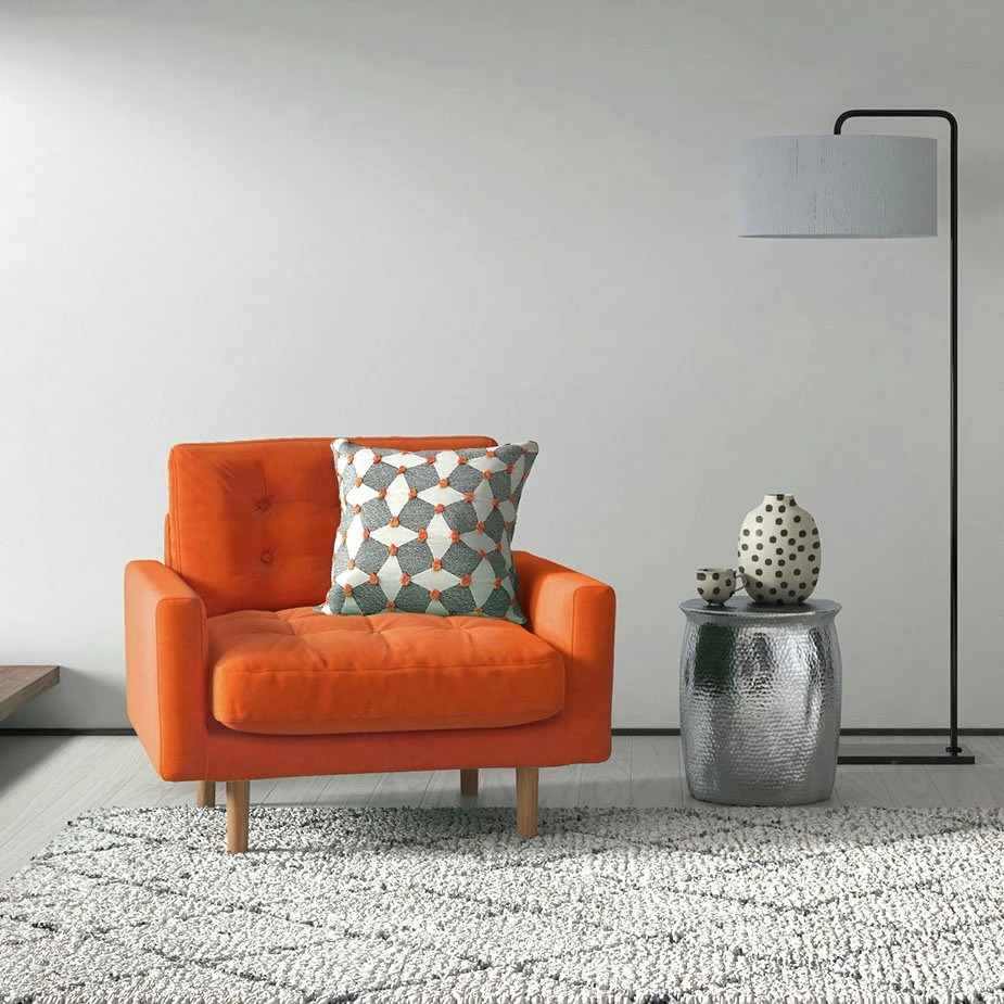 Habitat Fenner Velvet Fabric Armchair - Orange 10 Habitat Fenner Velvet Fabric Armchair - Orange - Image 10