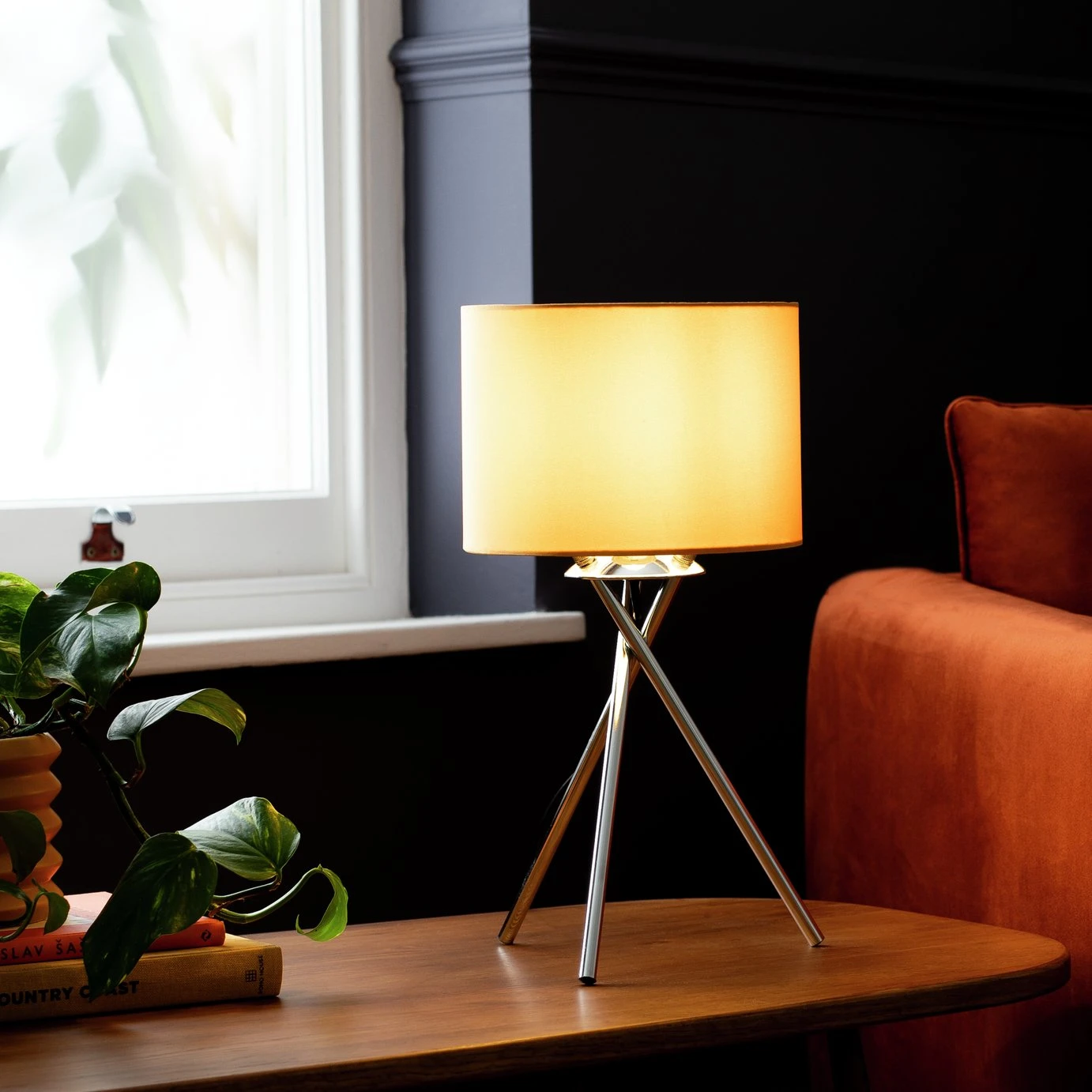 Habitat Tripod Table Lamp - Mustard And Chrome 2 Habitat Tripod Table Lamp - Mustard And Chrome - Image 2