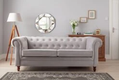 Habitat Chesterfield Velvet 3 Seater Sofa - Light Grey -Cooking and dining Shop 9112913 R Z001C