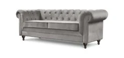 Habitat Chesterfield Velvet 3 Seater Sofa - Light Grey -Cooking and dining Shop 9112913 R Z002A