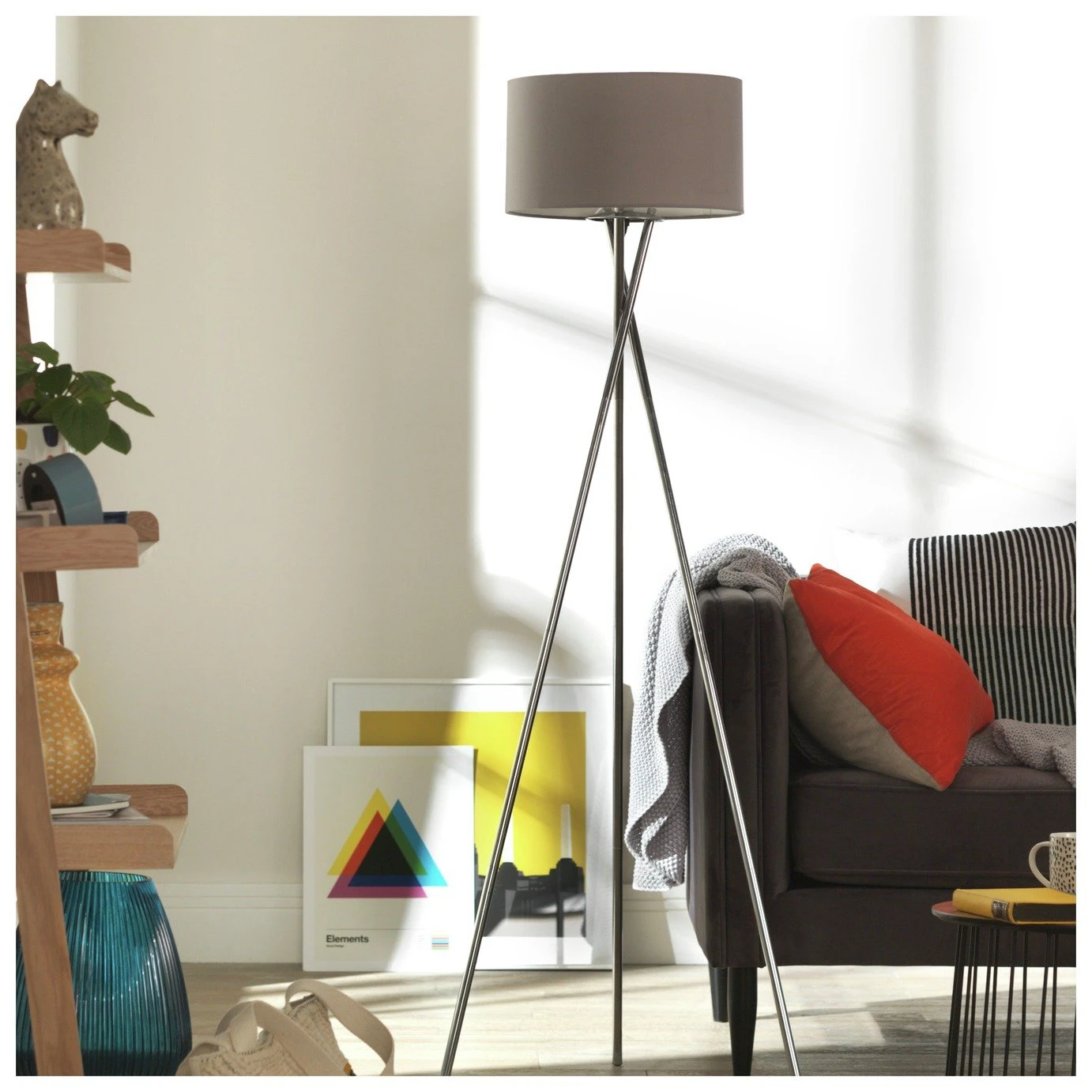 Habitat Tripod Floor Lamp - Grey And Chrome 1 Habitat Tripod Floor Lamp - Grey And Chrome