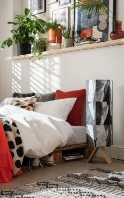 Habitat Whiteleaf Printed Column Floor Lamp - Black & White -Cooking and dining Shop 9201910 R Z002C