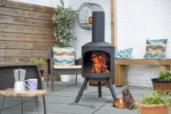 La Hacienda Contemporary Steel Chiminea -Cooking and dining Shop 9207811 R Z003A
