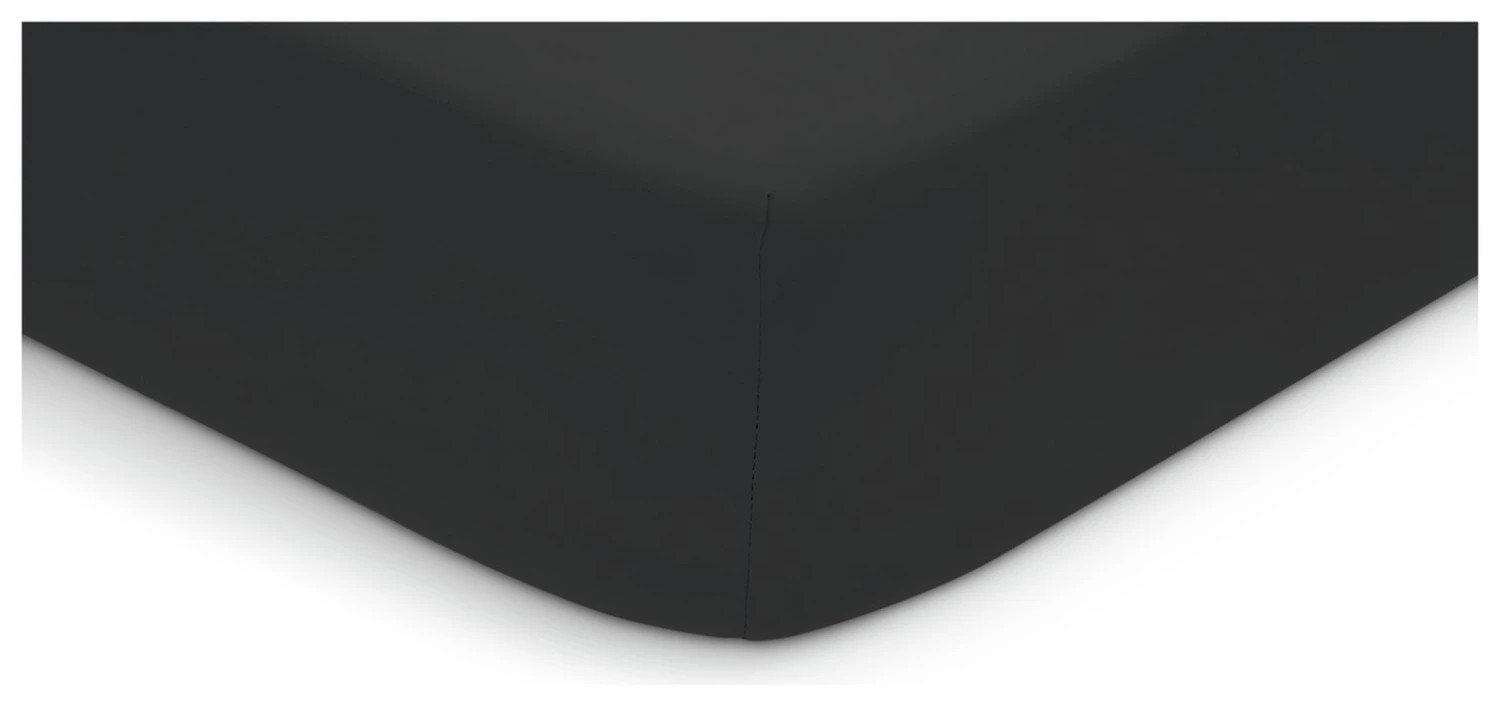 Habitat Washed Plain Charcoal Fitted Sheet - Double 1 Habitat Washed Plain Charcoal Fitted Sheet - Double