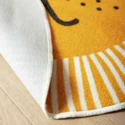 Habitat Kids Lion Face Circle Rug - Yellow - 100x100cm -Cooking and dining Shop 9338065 R Z003C