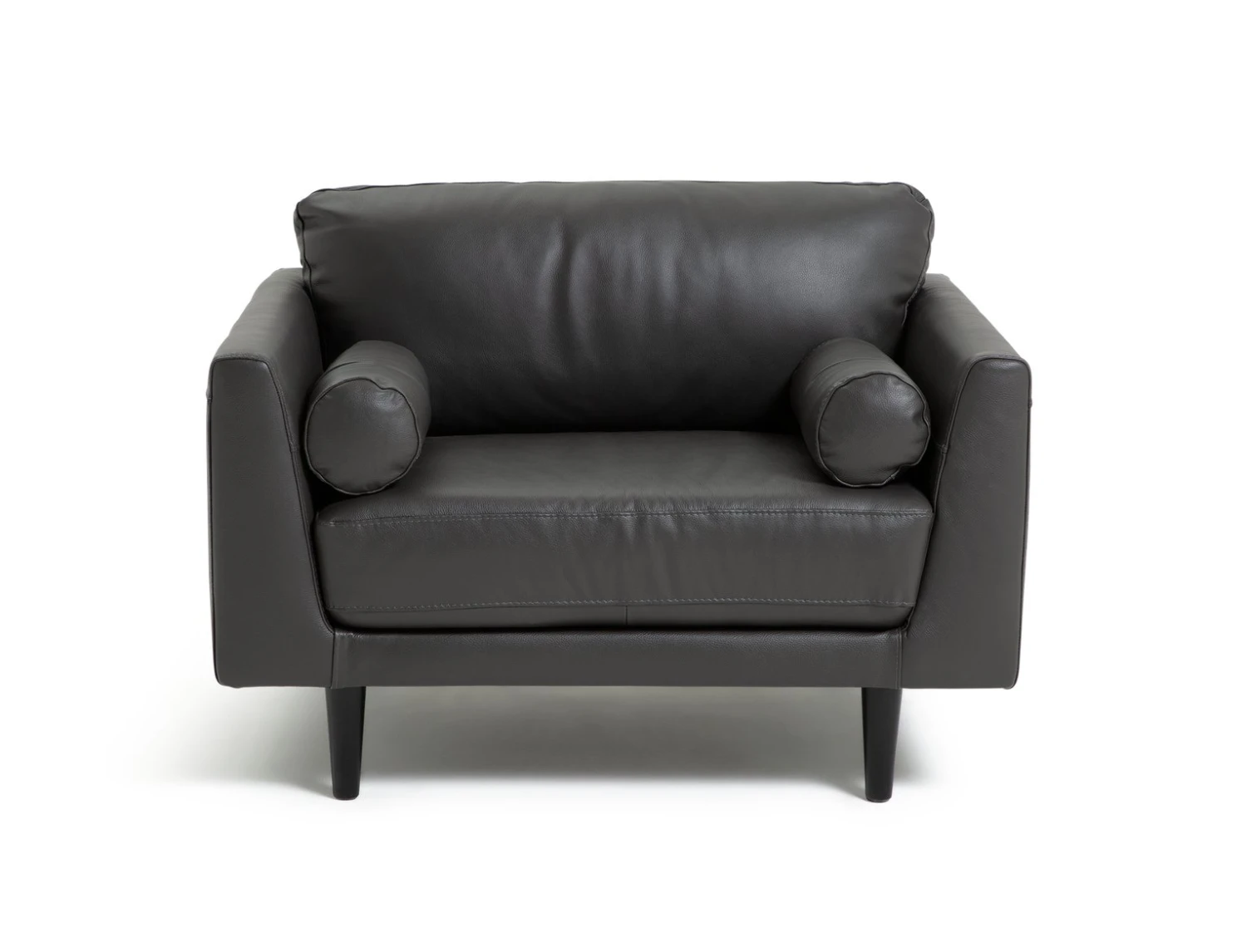 Habitat Jackson Leather Cuddle Chair - Grey 1 Habitat Jackson Leather Cuddle Chair - Grey
