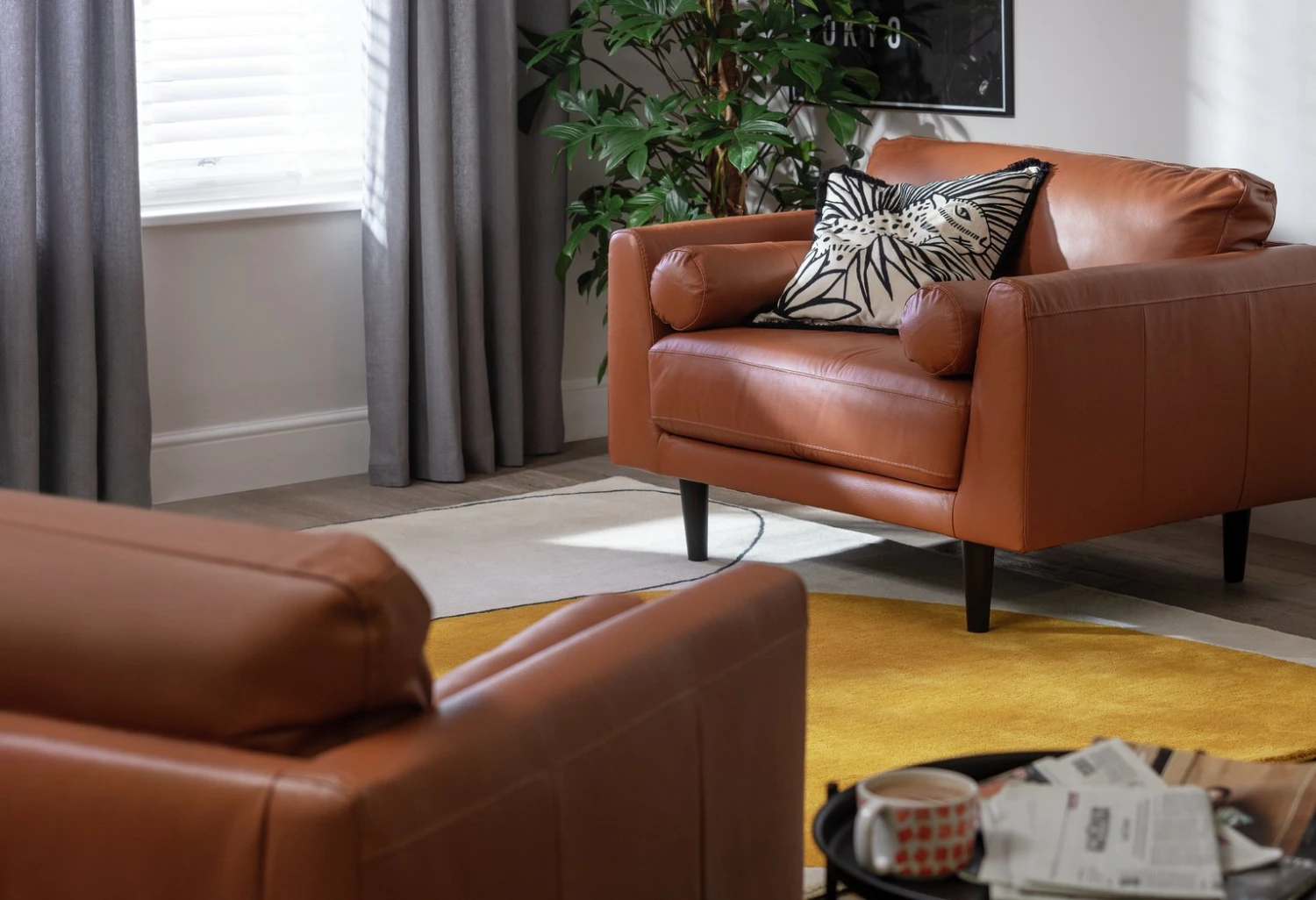 Habitat Jackson Leather Cuddle Chair - Grey 2 Habitat Jackson Leather Cuddle Chair - Grey - Image 2