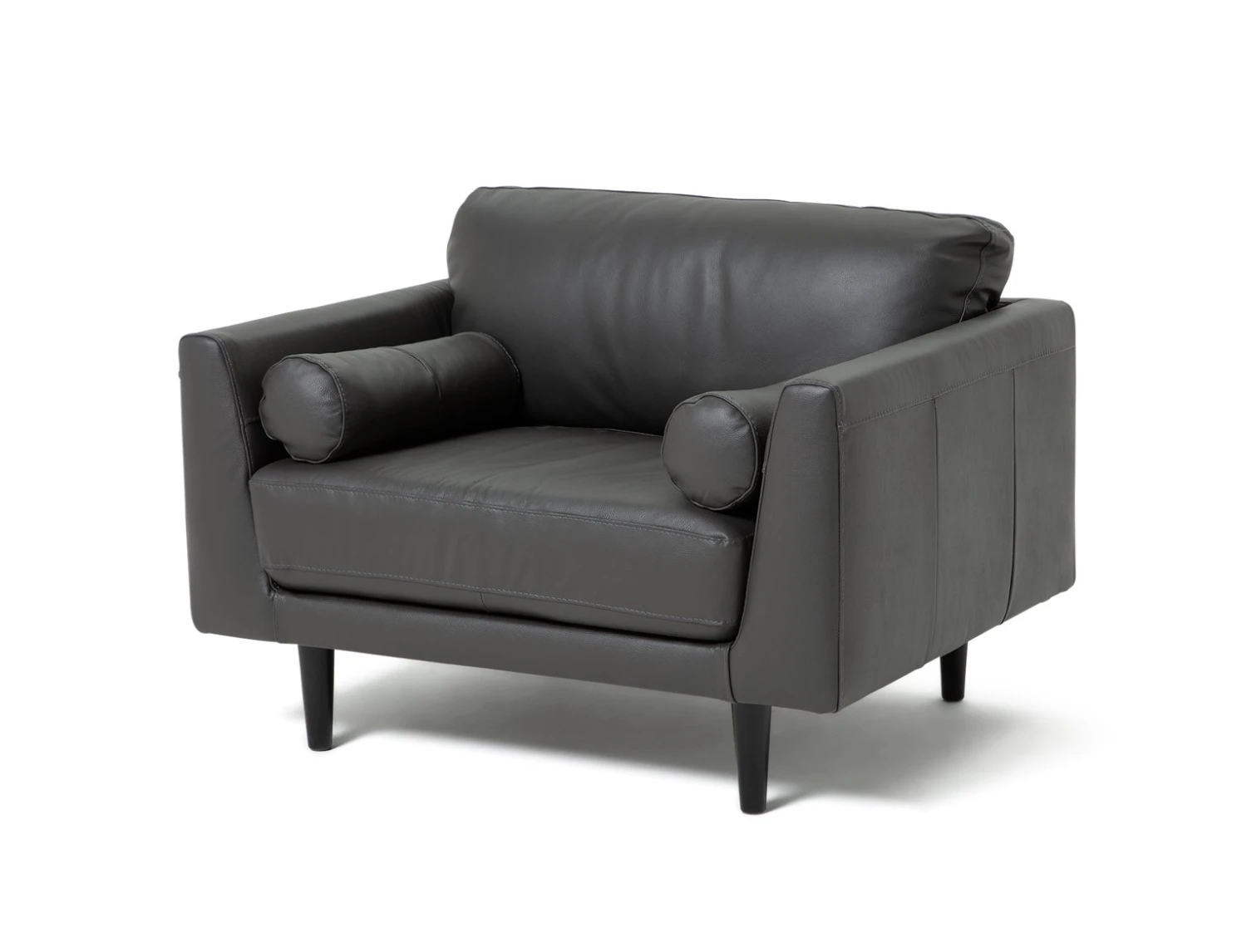 Habitat Jackson Leather Cuddle Chair - Grey 3 Habitat Jackson Leather Cuddle Chair - Grey - Image 3