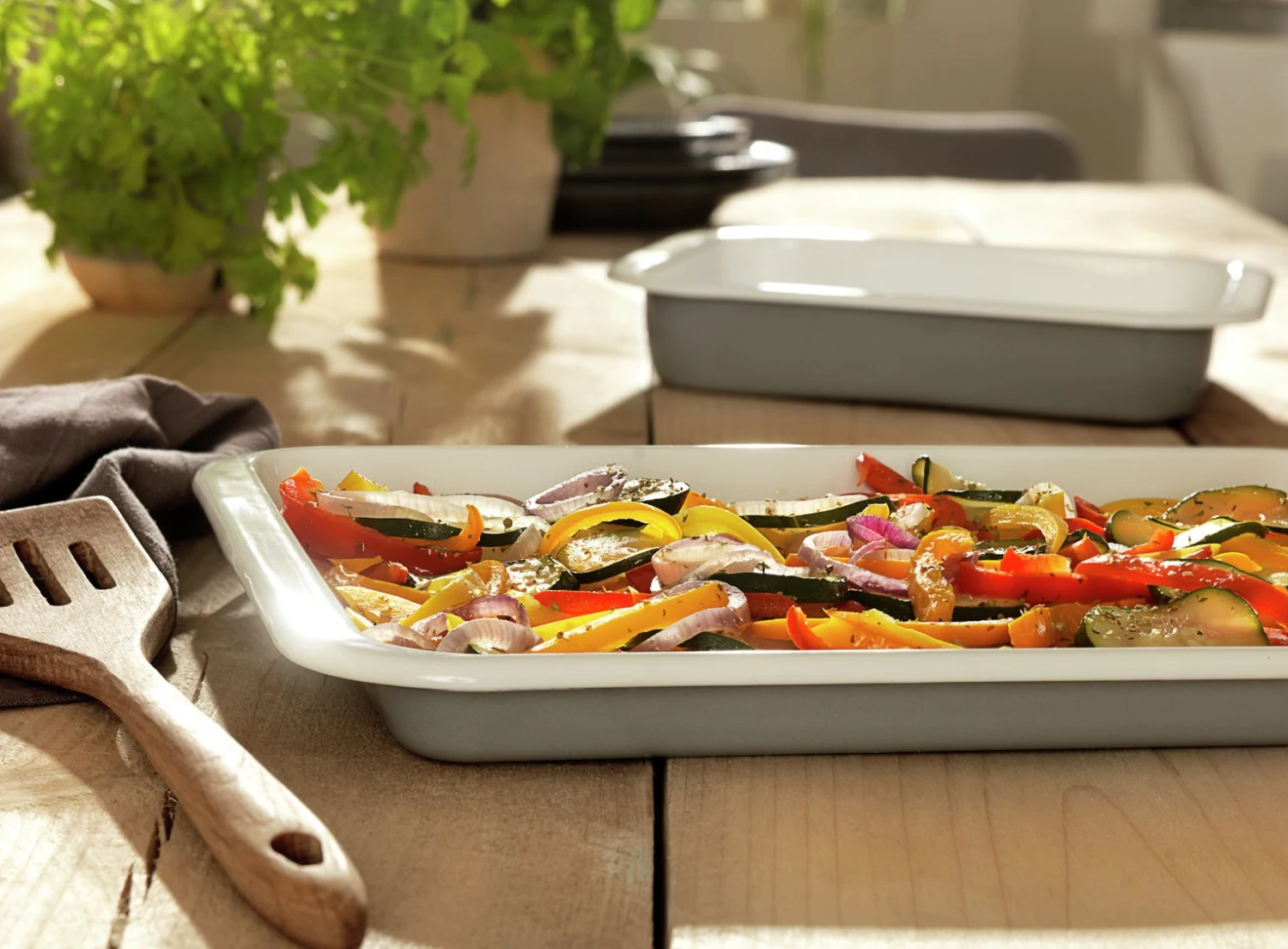 Habitat Set Of 2 Enamel Oven Tray Roaster Set 2 Habitat Set Of 2 Enamel Oven Tray Roaster Set - Image 2