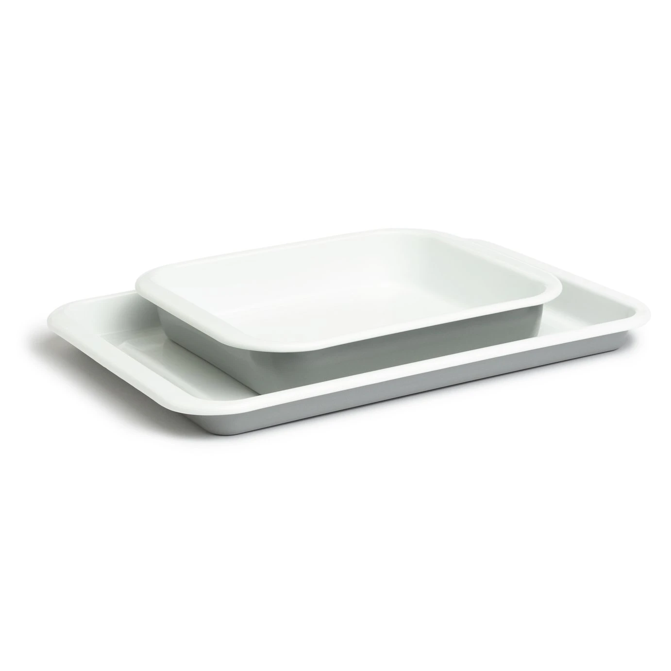 Habitat Set Of 2 Enamel Oven Tray Roaster Set 4 Habitat Set Of 2 Enamel Oven Tray Roaster Set - Image 4