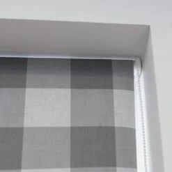 Habitat Block Check Blackout Roller Blind - 3ft - Grey -Cooking and dining Shop 9372746 R Z002C