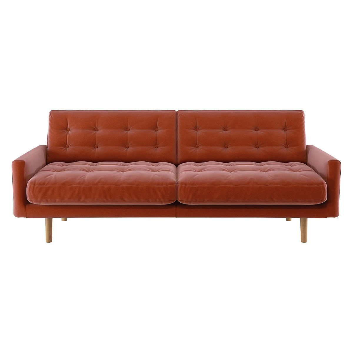 Habitat Fenner Velvet 3 Seater Sofa - Orange 1 Habitat Fenner Velvet 3 Seater Sofa - Orange