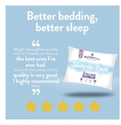 Slumberdown Summer Cool Medium Support Pillow - 2 Pack -Cooking and dining Shop 9378757 R Z003A